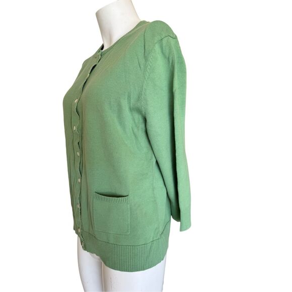 Cherokee XL pastel spring garden green button up cardigan sweater pockets floral - Picture 2 of 7